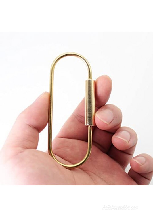 PPFISH Durable Brass Screw Lock Clip Key Chain Ring Simple Style Car keychain for Men Women (2PCS) (2 Long type)