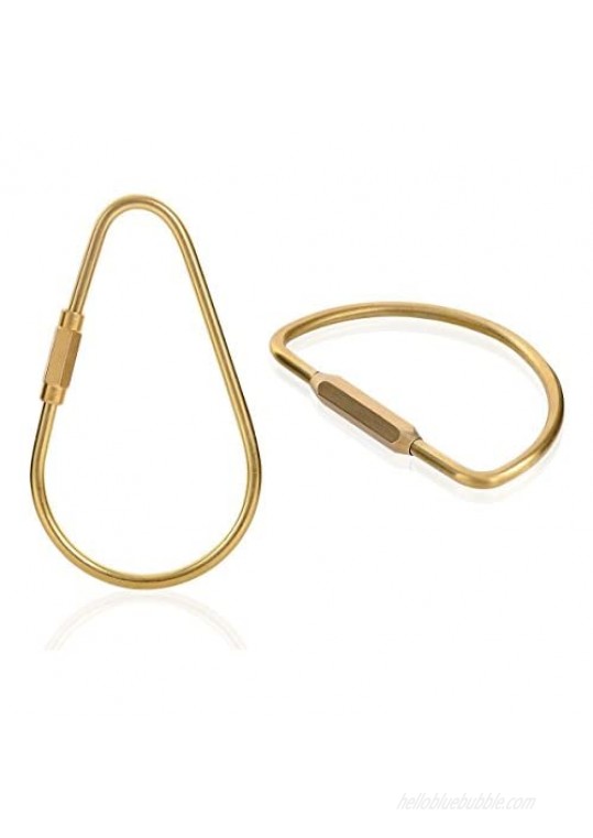 PPFISH Durable Brass Screw Lock Clip Key Chain Ring  Simple Style Car keychain for Men Women (2PCS)