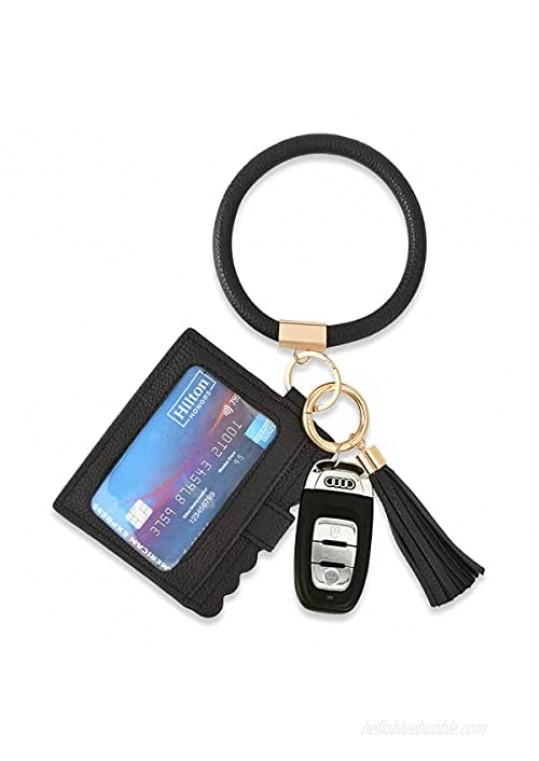 Reinforced Version Cards Holder Wristlet Keychain Wallet w/ ID Windows Coolcos Portable Bangle Bracelet Keyring 3 Card Slots