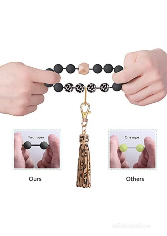 Silicone Beaded Keychain Bracelet Car Keychains Key Ring Bracelet for Women