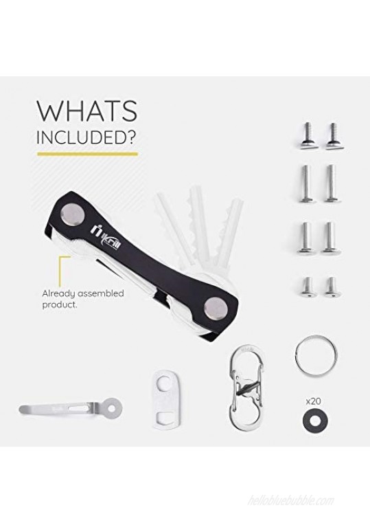 Smart Compact Key Holder & Key Organizer Keychain-Pro with Premium Accessories and Smart Key Ring/loop for Car Keys & Pocket Key Holder Bottle Opener and Carabiner up to 14 Keys (Black)
