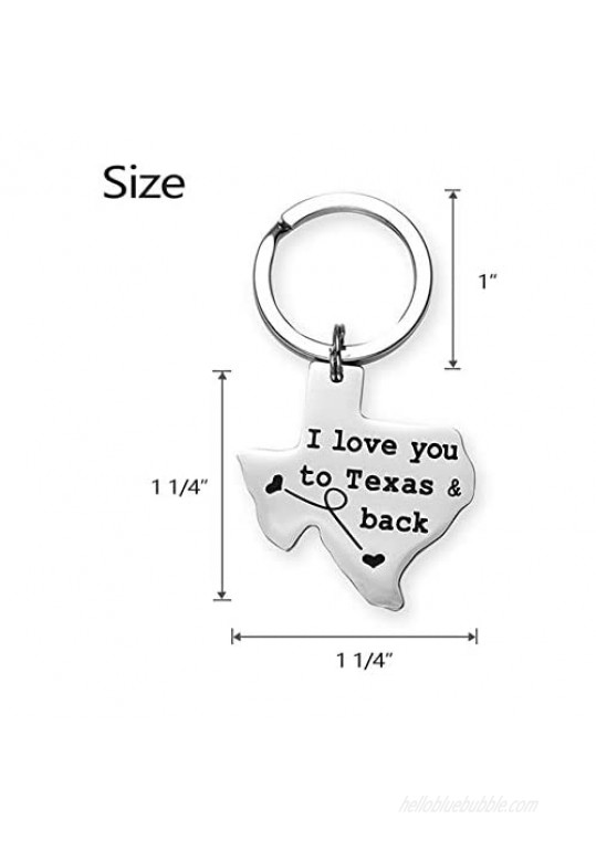 Texas Keychain Long Distance Relationships Gifts I Love You to Texas and Back