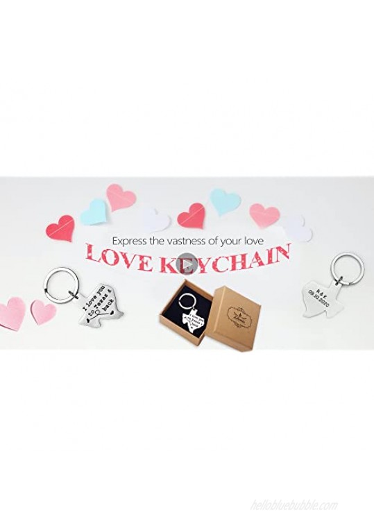 Texas Keychain Long Distance Relationships Gifts I Love You to Texas and Back