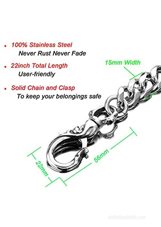 TIASRI Full Stainless Steel Anti-Lost Keychain Firm Secure Key Chain Never Rust Bend or Break