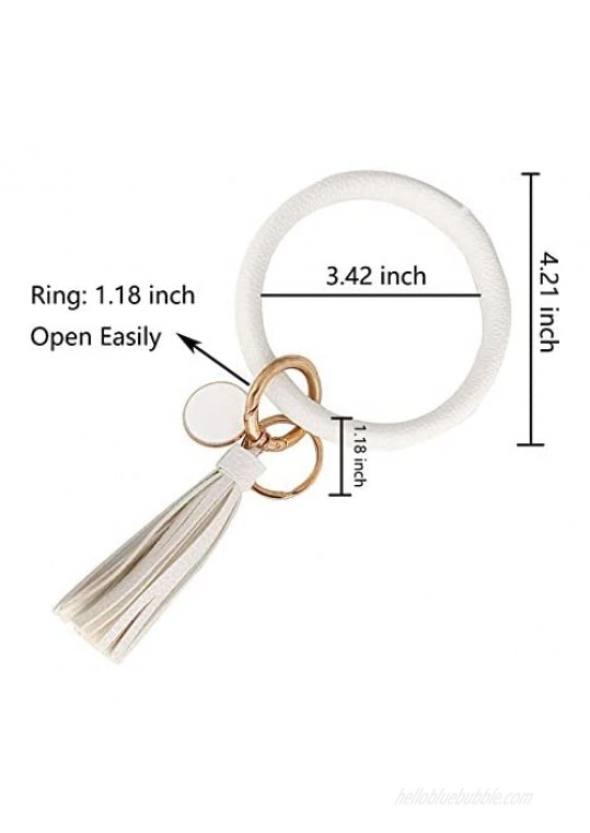 Weixiltc Large Circle Key Ring Leather Tassel Bracelet Holder Keychain Keyring For Women Girl