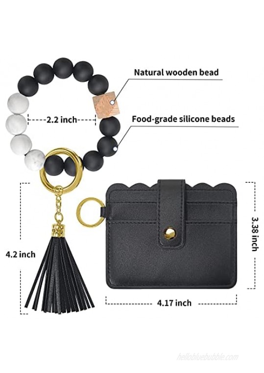 Wristlet Keychain Bracelet Wallet YUOROS Wrist Car Key Rings with Tassel Bangle Card Holder