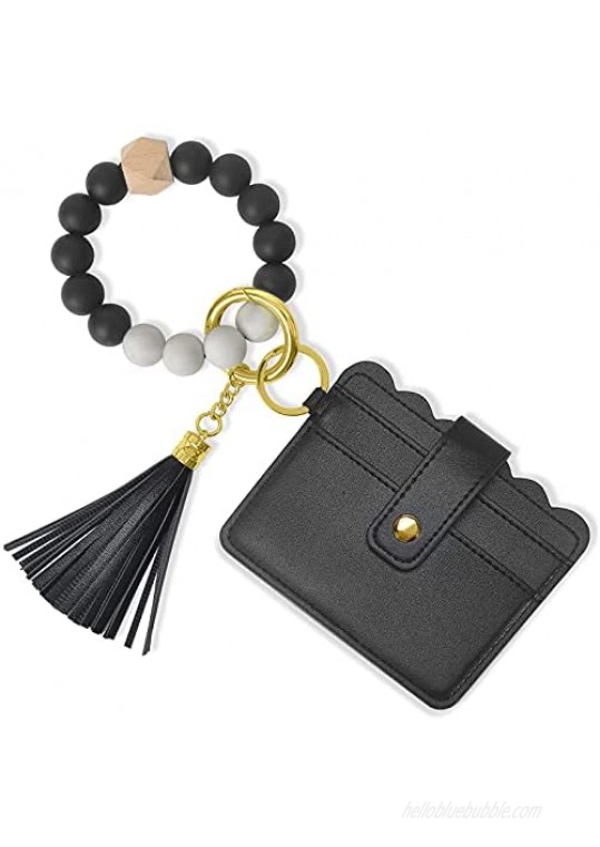 Wristlet Keychain Bracelet Wallet  YUOROS Wrist Car Key Rings with Tassel Bangle Card Holder