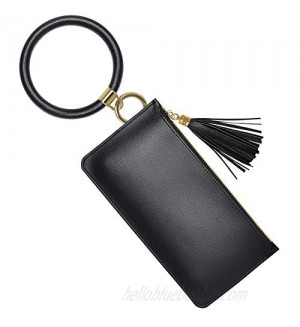 Wristlet Keychain Wallet  YUOROS Key Chain Ring Bracelet Circle Bangle Phone Pocket with Tassel for Women Girl