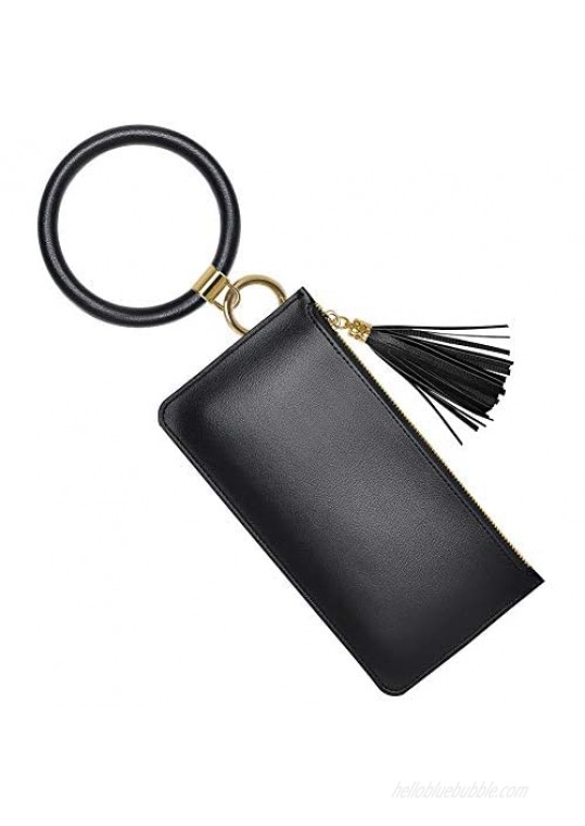 Wristlet Keychain Wallet YUOROS Key Chain Ring Bracelet Circle Bangle Phone Pocket with Tassel for Women Girl