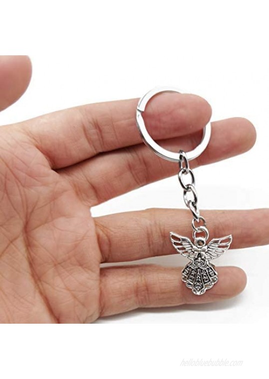 YOOHUA 50PCS 3.14inch Angel Keychain Angel Pendant Keychain Key Ring Silver Tone Guardian Angel Charm Keychain Key Ring