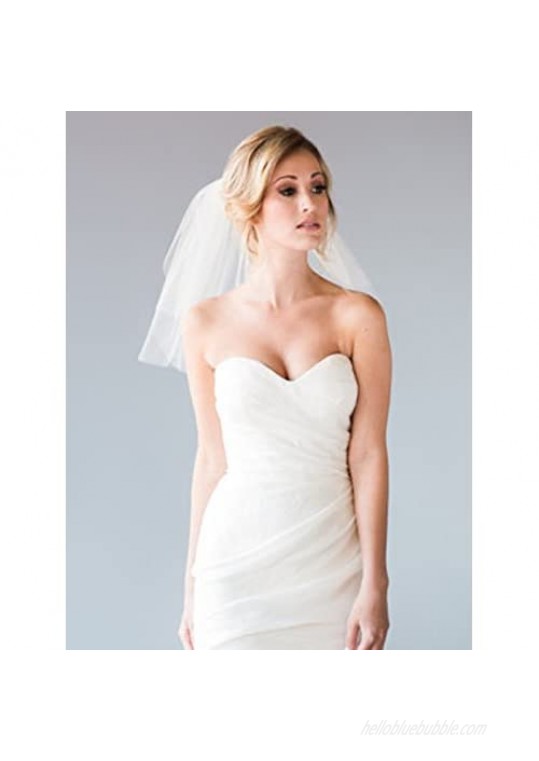 Aukmla Wedding Veil 1 Tier Short Bridal Veil Shoulder Length with Comb (15.74 Inches)
