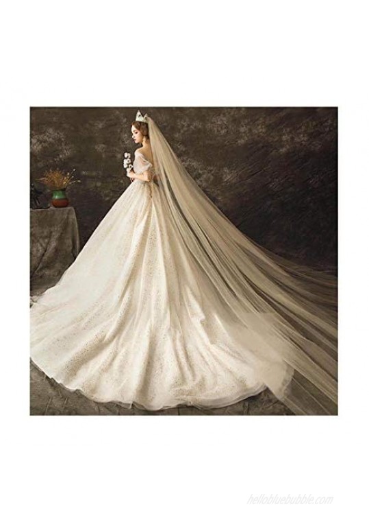 CanB Wedding Veil Bridal Long Veils Cathedral Length Soft Veil Bride Hair Dress with Comb 2T 118 Inches for Women and Girls