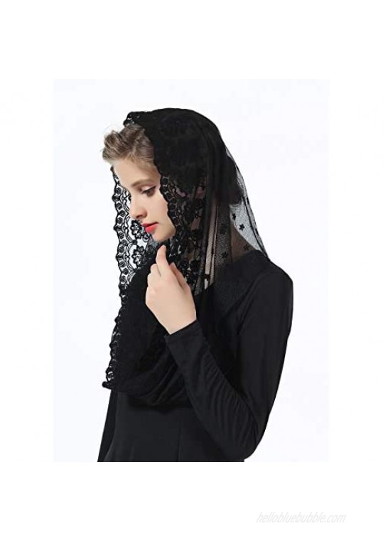 Catholic Mantilla Veil Cathedrals Church Chapel Lace Veil Easter Latin Mass Vintage Scarf Head Covering Off White Black