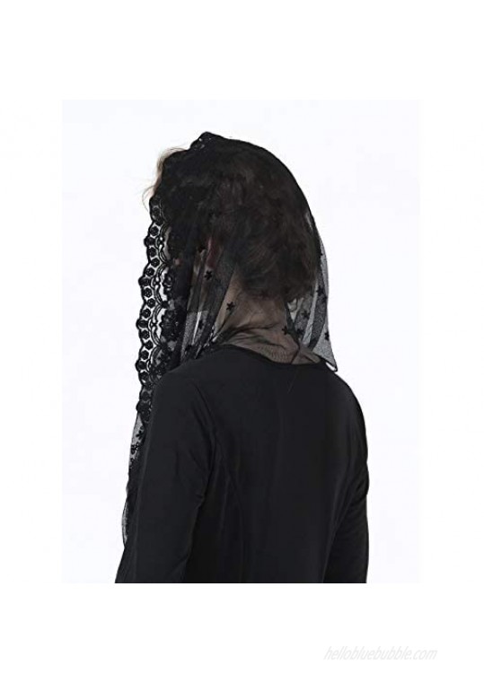 Catholic Mantilla Veil Cathedrals Church Chapel Lace Veil Easter Latin Mass Vintage Scarf Head Covering Off White Black