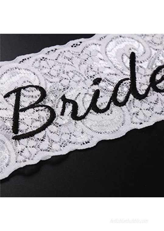 DECORA Bride to Be Bachelorette Veil Lace Sash with Ribbon Edge and Comb for Bachelorette Party Bridal Shower
