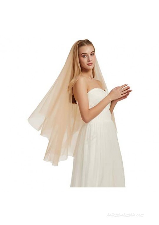 Double Layer Tulle Bridal Veil 2 Tier Sheer Wedding Veil with Comb
