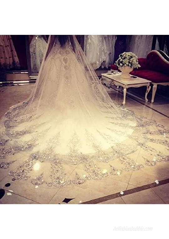ElieHouse Women's Custom Made Sequins Chapel Wedding Bridal Veil With Comb E63
