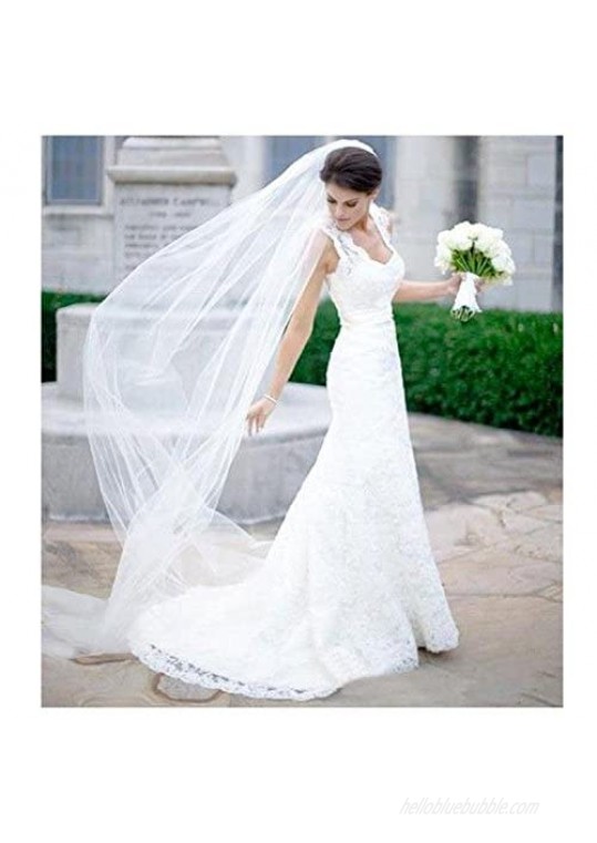 EllieHouse Women's 2 Tier Chapel Wedding Bridal Veil With Comb E22
