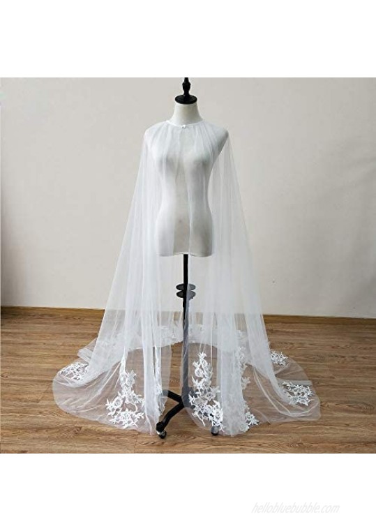 EllieHouse Women's Long Tulle Bridal Cape Wedding Veil Cloak T14