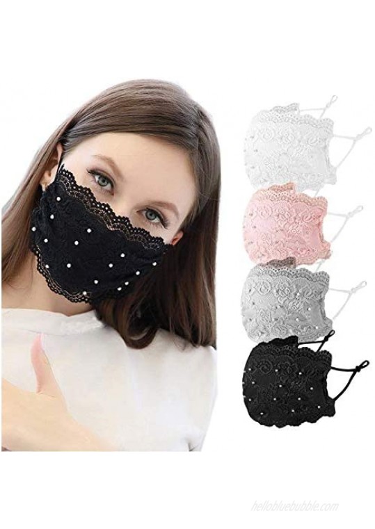 Fancy Lace Face Covering Reuse Pack Set for Weddings Showers Bridal Parties