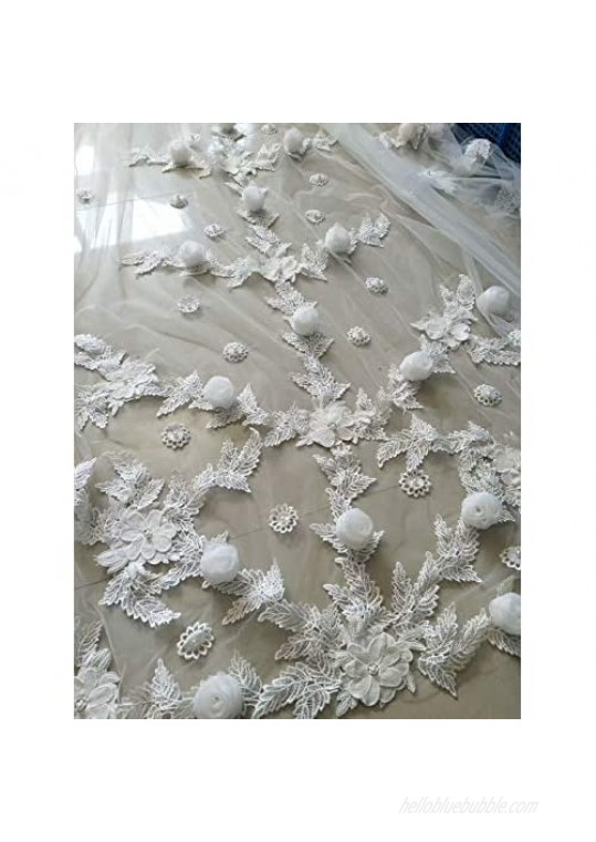 Fenghuavip Ivory Tulle 1T Brides Veils 4M 5M Cathedral Wedding Long 3D Flower Veil with Comb