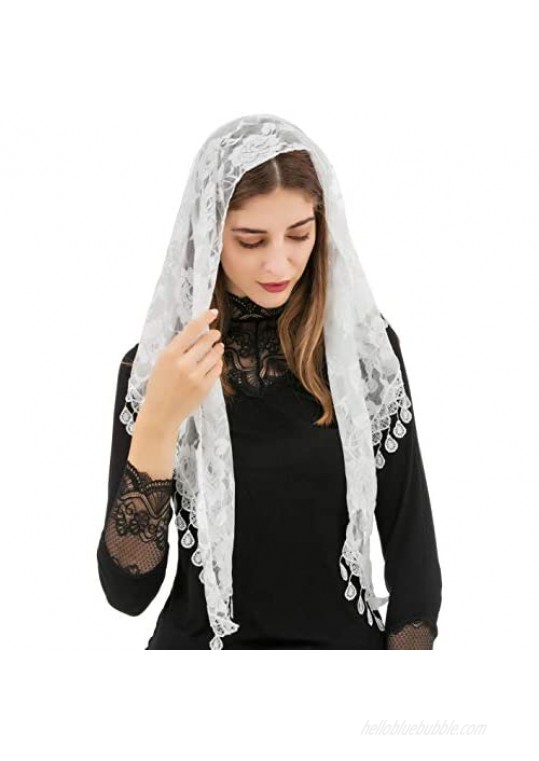 Pamor Mass Veil Triangle Mantilla Cathedral Head Covering Chapel Veil Lace Shawl Latin Scarf