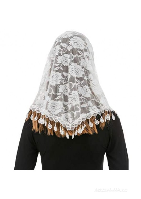 Pamor Mass Veil Triangle Mantilla Cathedral Head Covering Chapel Veil Lace Shawl Latin Scarf