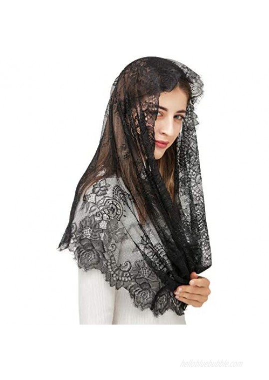 Pamor Spanish Style Lace Traditional Vintage Inspired Infinity Shape Mantilla Veil Latin Mass Head Covering