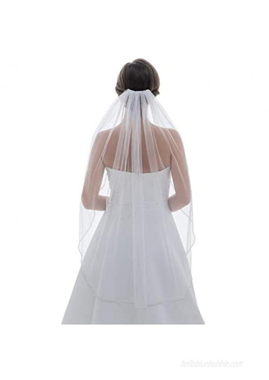 SAMKY 1T 1 Tier Rhinestones Crystal Edge Bridal Wedding Veil