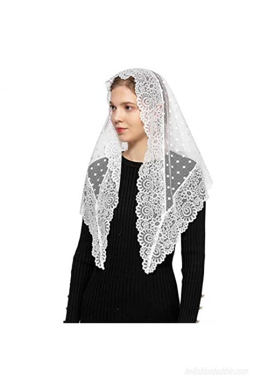 Wgior Triangle Vintage Inspired Lace Chapel Veils Catholic Mass Head Covering Scarf Mantilla Veils for Church