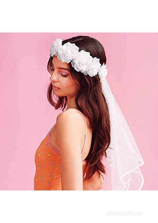 xo Fetti Bachelorette Party Veil - Boho Flower Crown | Bridal Shower Veil | Bride to Be Gift Bachelorette Favor + Engagement Decoration