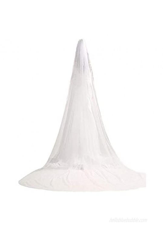Yean Wedding Veil Bridal Cathedral Veil Chapel Veil with Comb (118 inches One Tiers Veil) (Ivory 118'' Width)
