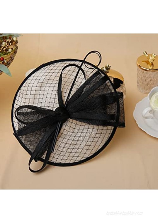 BABEYOND Fascinator Hat Veil Feather Fascinator Hair Clip Tea Party Pillbox Derby Hat Fascinator Bridal Wedding Veil