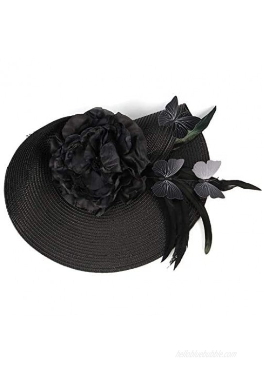 BABEYOND Kentucky Derby Hat Fascinator for Women Tea Party Fascinator Hat Pillbox Hat Feather Fascinator Headband