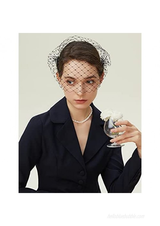 BABEYOND Veil Fascinator Vintage Veil Clip Tea Party Fascinator Veil for Women Bridal Wedding Veil for Women