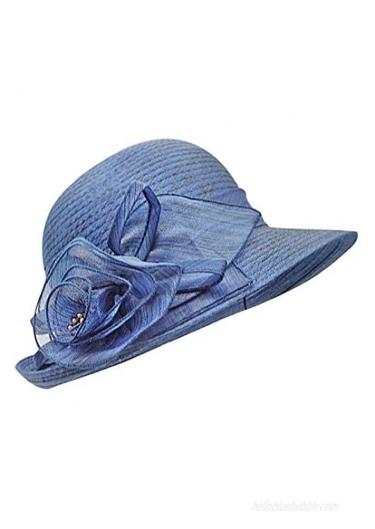 Bellady Women Organza Derby Church Wedding Fascinators Cloche Bucket Bowler Hat