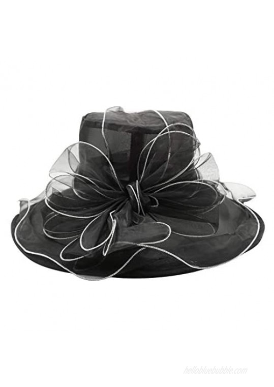 Bellady Women's Organza Church Kentucky Derby Fascinator Bridal Tea Party Wedding Hat Black