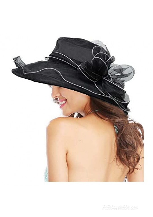 Bellady Women's Organza Church Kentucky Derby Fascinator Bridal Tea Party Wedding Hat Black