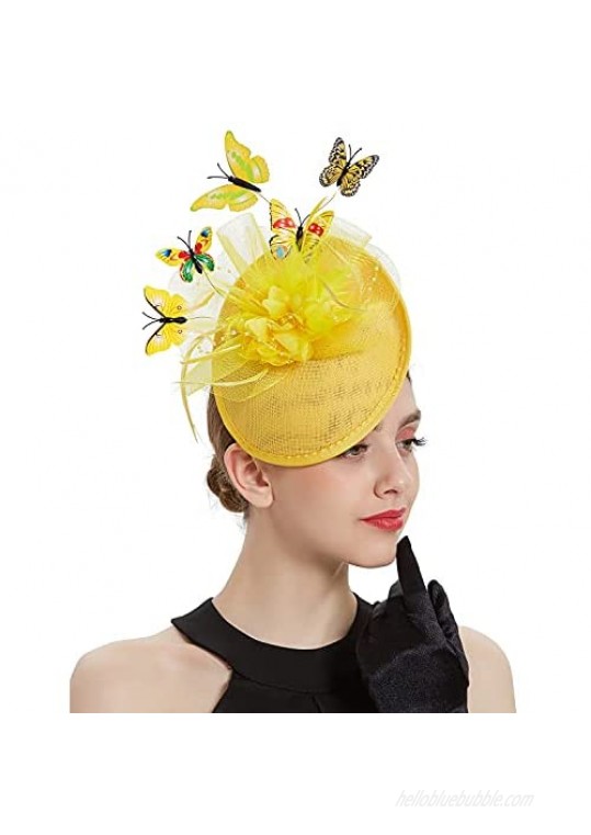 Coucoland Fascinators Hat Tea Party Pillbox Hat Butterfly Fascinator Headband for Kentucky Derby
