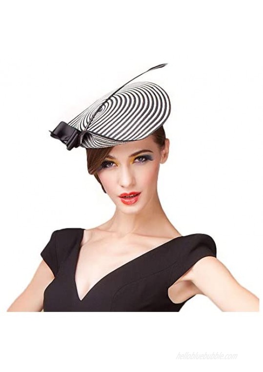F FADVES Women Straw Arrow Fascinator Cocktail Saucer Hat Party Wedding Headpiece Cap
