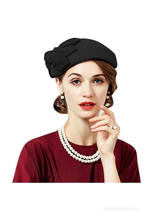 F FADVES Women's Pillbox Calot Hat Formal Vintage Wedding Tea Party Fascinators with Bow