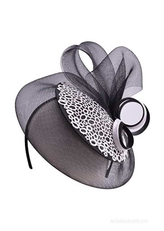 Lawliet Womens Sinamay Veil Netting Ascot Fascinator Cocktail Party Hat T244
