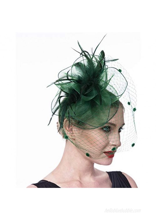 Litter Star Fashion Fascinators for Women Pillbox Cocktail Tea Patry Headband Headwaer Hat Kentucky Derby Wedding (SY01-Dark Green)