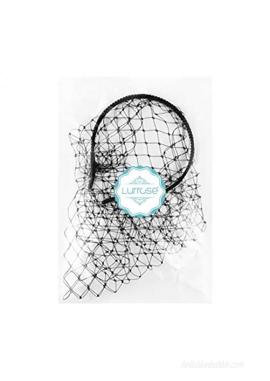 Lurrose Headband with Black Veil Hair Hoop Headband Simple Elegant Mesh Headdress for Woman Girl (Black)