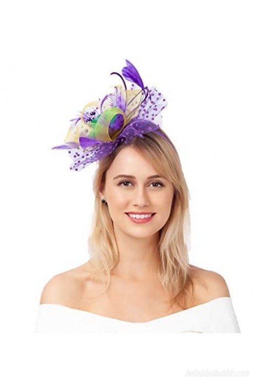 Myjoyday Fascinators for Women Derby Headband Wedding Tea Party Hats Hair Clip for Girls