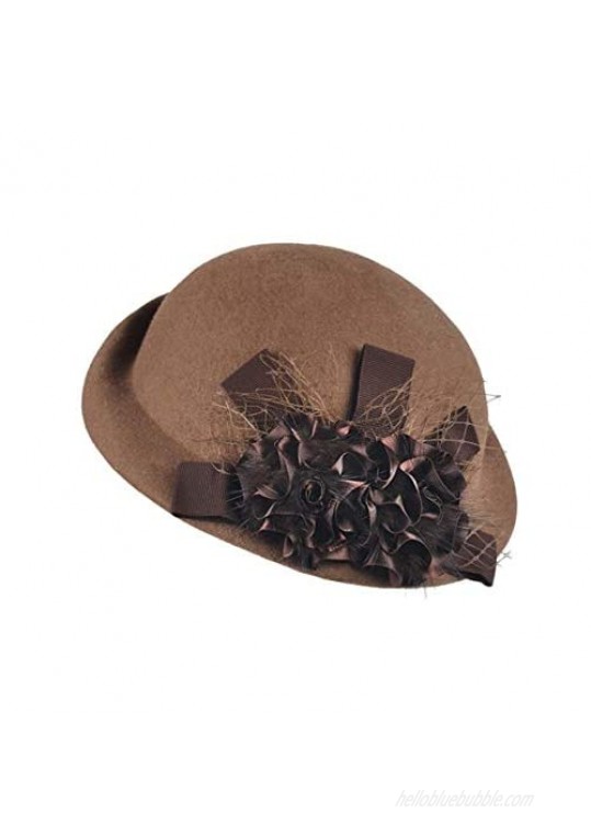 ORIDOOR British Style Pillbox Hat Women Church Derby Wedding Winter Vintage Fascinator Beret 100% Wool Felt Hat with Veil