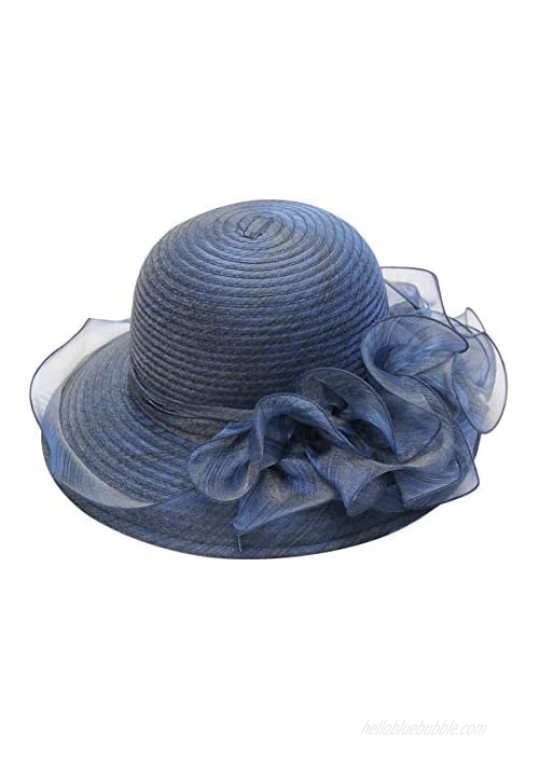 ORIDOOR Women’s Organza Church Kentucky Derby Tea Party Wedding Fascinator Hat UV-Anti Wide Brim Sun Hats 