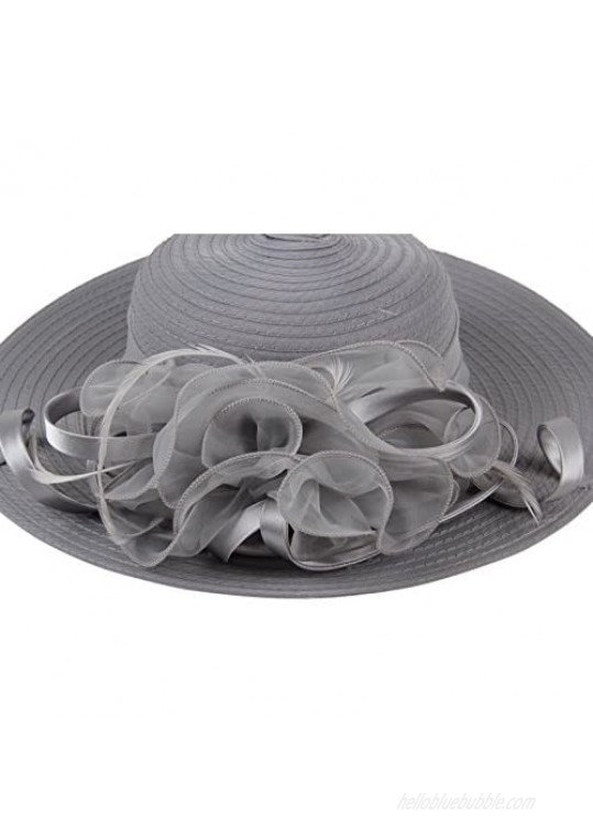 Prefe Women's Organza Church Kentucky Derby Hat Floral Ribbon Fascinator Bridal Tea Party Wedding Hat