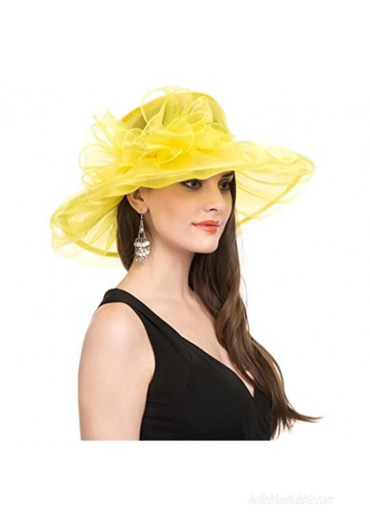 SAFERIN Women's Organza Church Kentucky Derby Hat Feather Veil Fascinator Bridal Tea Party Wedding Hat