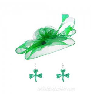St Patricks Day Fascinators Hair Clip Hat and Green Shamrock Earrings Set St Patricks Day Party Decorations for Women